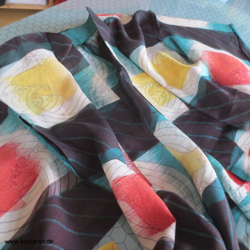 Chidori Ichimatsu Kasuri Hitoe Kimono