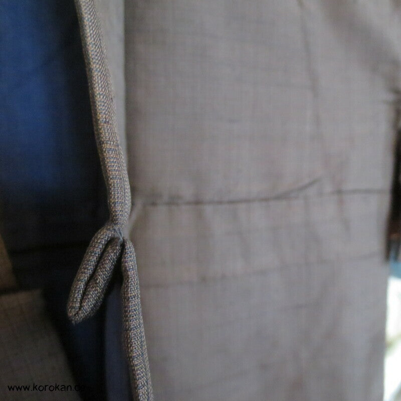Men's Tsumugi Kimono, braun schwarz kariert