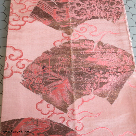 Araihari antiker Seidenbrokat Fächer in rosa