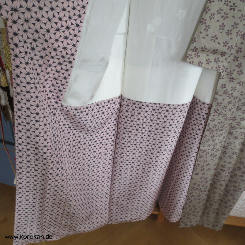 Sakura Blüten auf grau Tsumugi Yamatpo Kimono