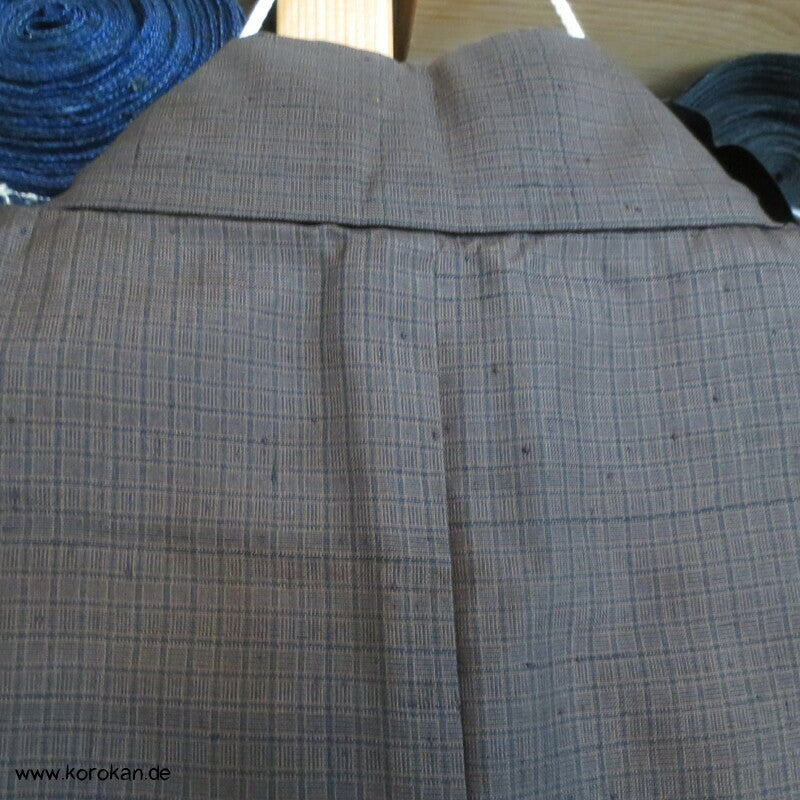 Men's Tsumugi Kimono, braun schwarz kariert