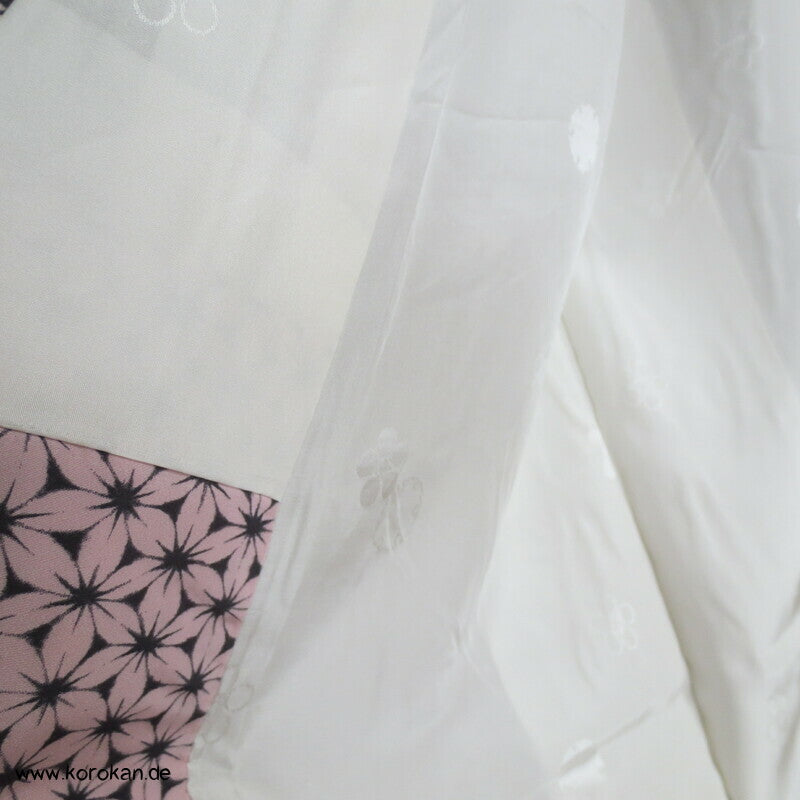 Sakura Blüten auf grau Tsumugi Yamatpo Kimono