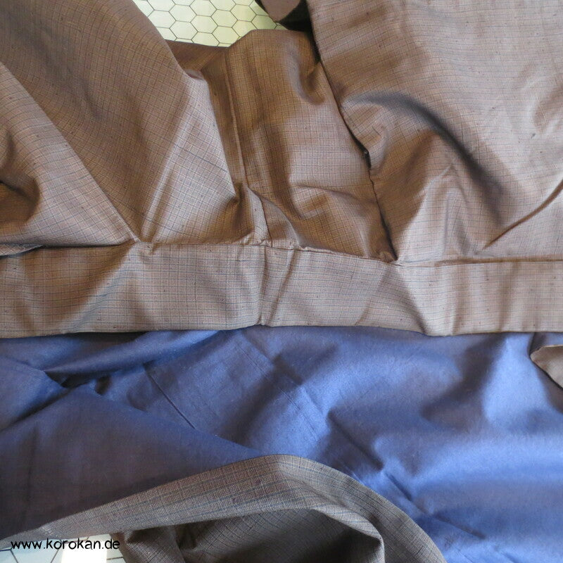 Men's Tsumugi Kimono, braun schwarz kariert