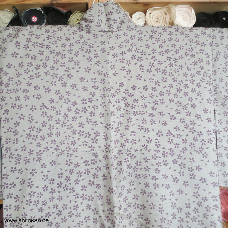 Sakura Blüten auf grau Tsumugi Yamatpo Kimono