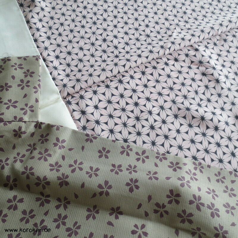 Sakura Blüten auf grau Tsumugi Yamatpo Kimono