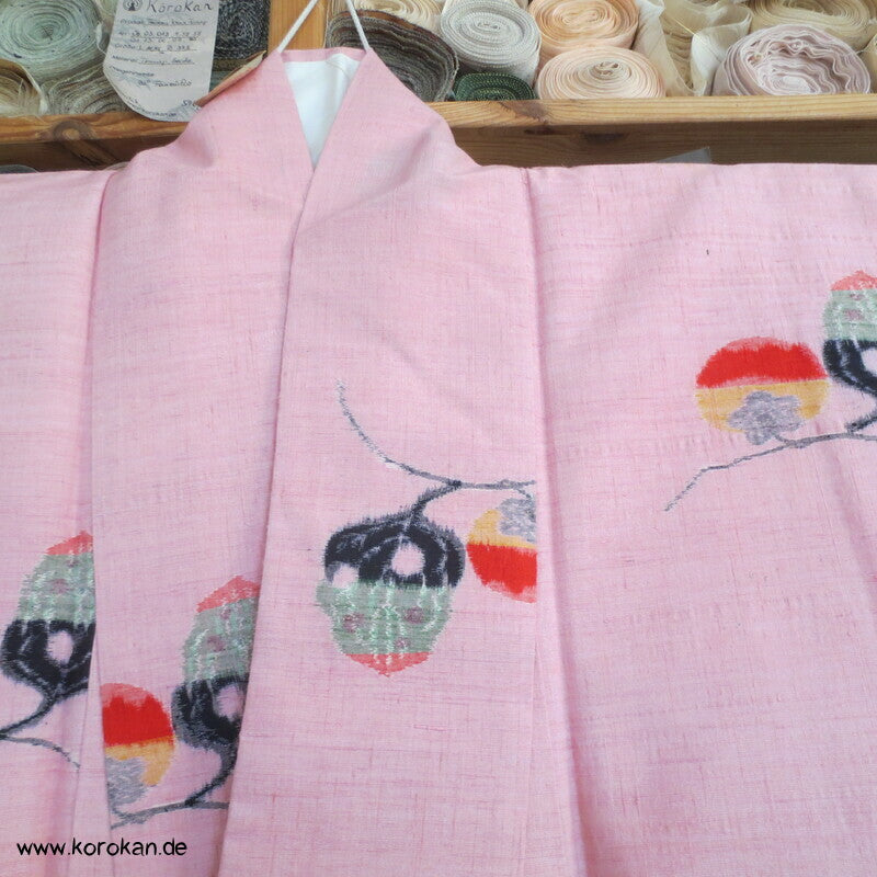 Tsumugi Seide Kasuri Tachibana Blüten in rosa