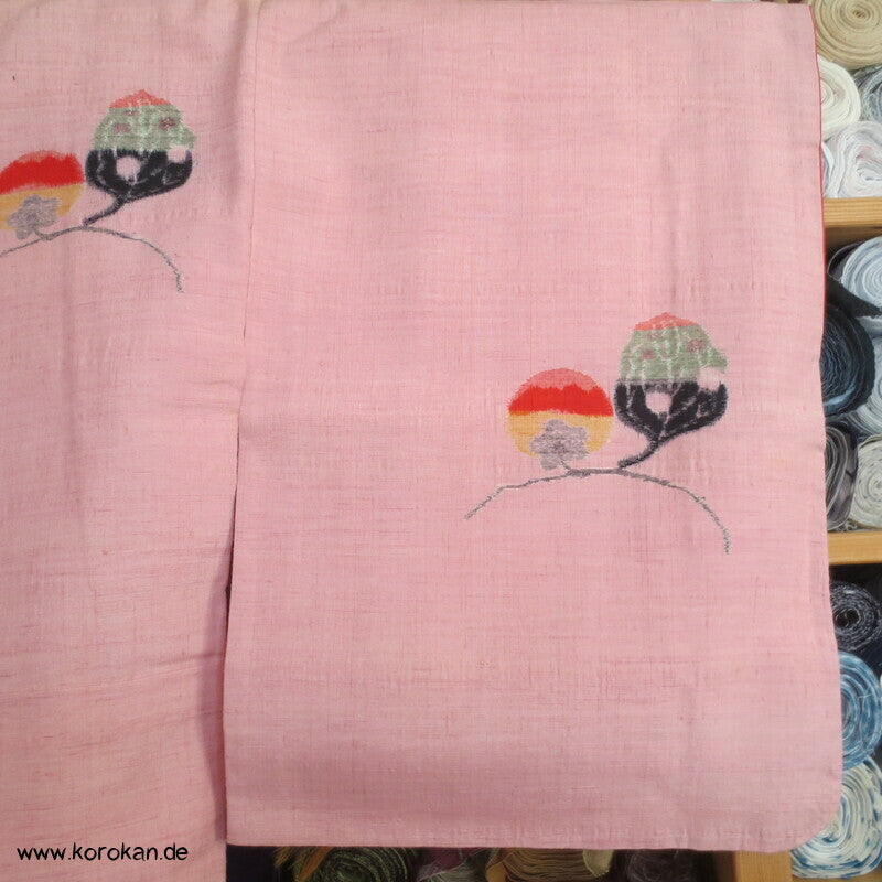 Tsumugi Seide Kasuri Tachibana Blüten in rosa