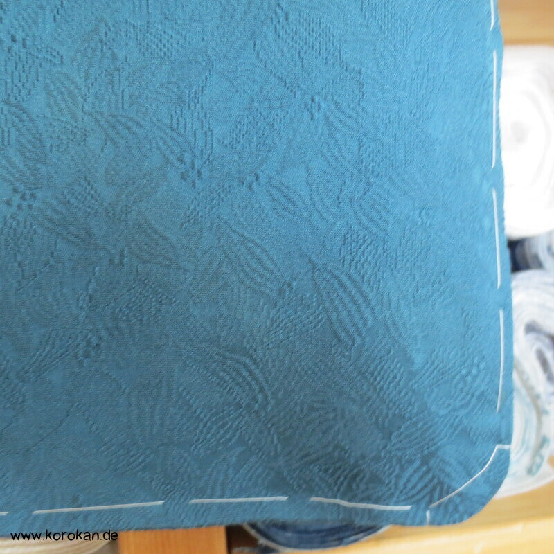 petroltürkiser Iromuji - einfarbiger - Kimono, eingewebte Muster, sehr groß