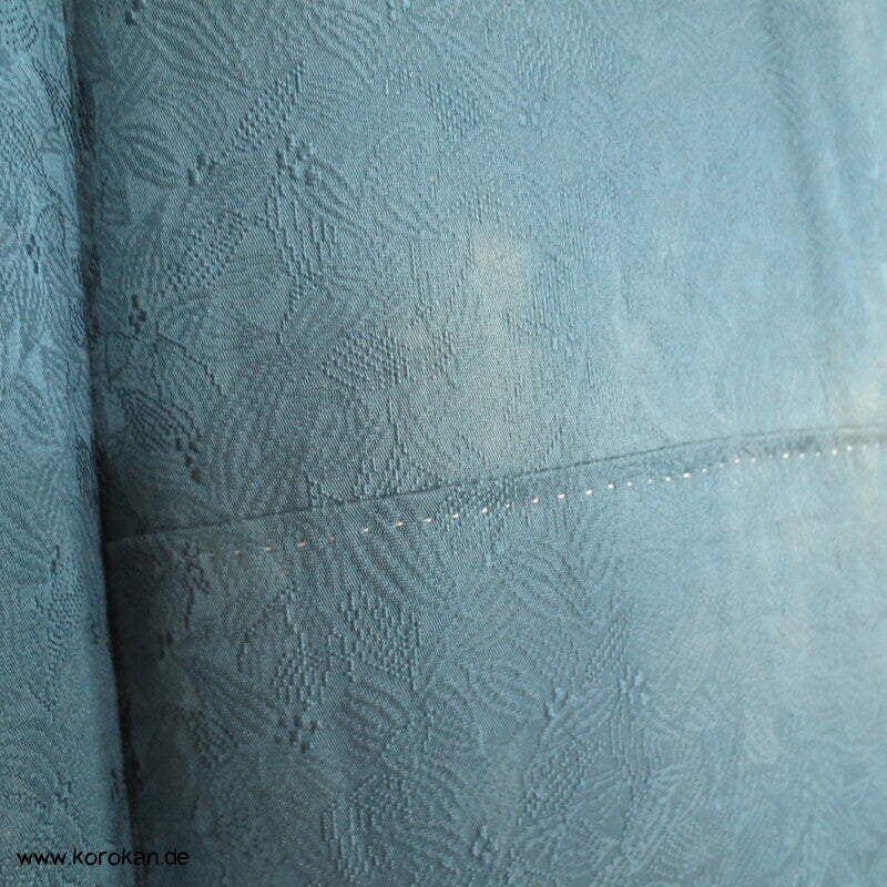 petroltürkiser Iromuji - einfarbiger - Kimono, eingewebte Muster, sehr groß