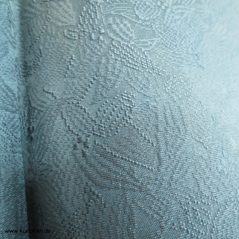 petroltürkiser Iromuji - einfarbiger - Kimono, eingewebte Muster, sehr groß