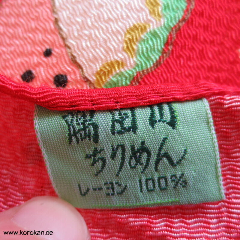 Furoshiki Tragetuch, rot mit bunten Schmetterlingen aus Nylon