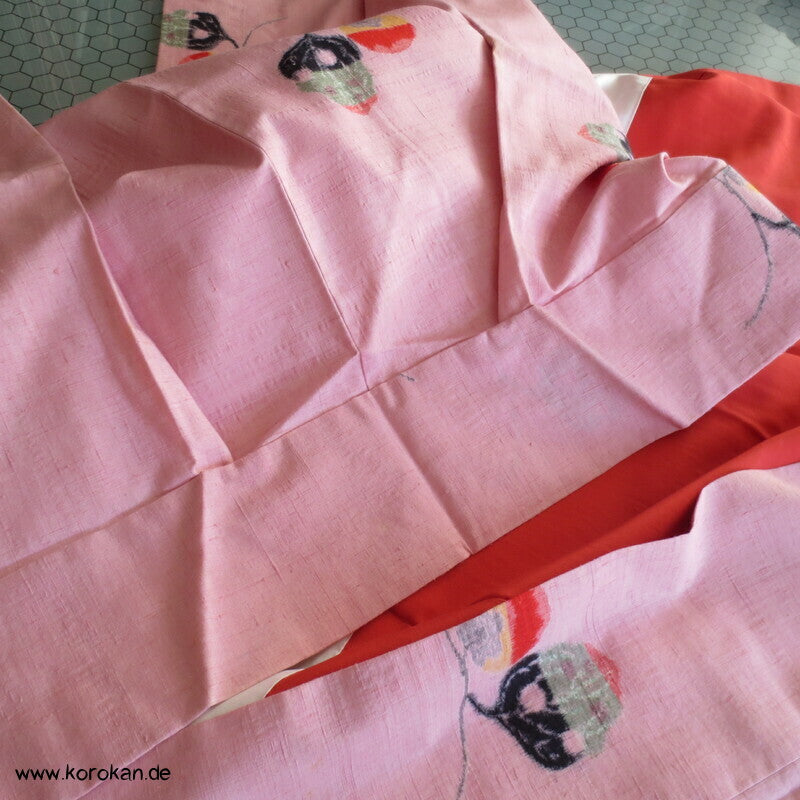 Tsumugi Seide Kasuri Tachibana Blüten in rosa