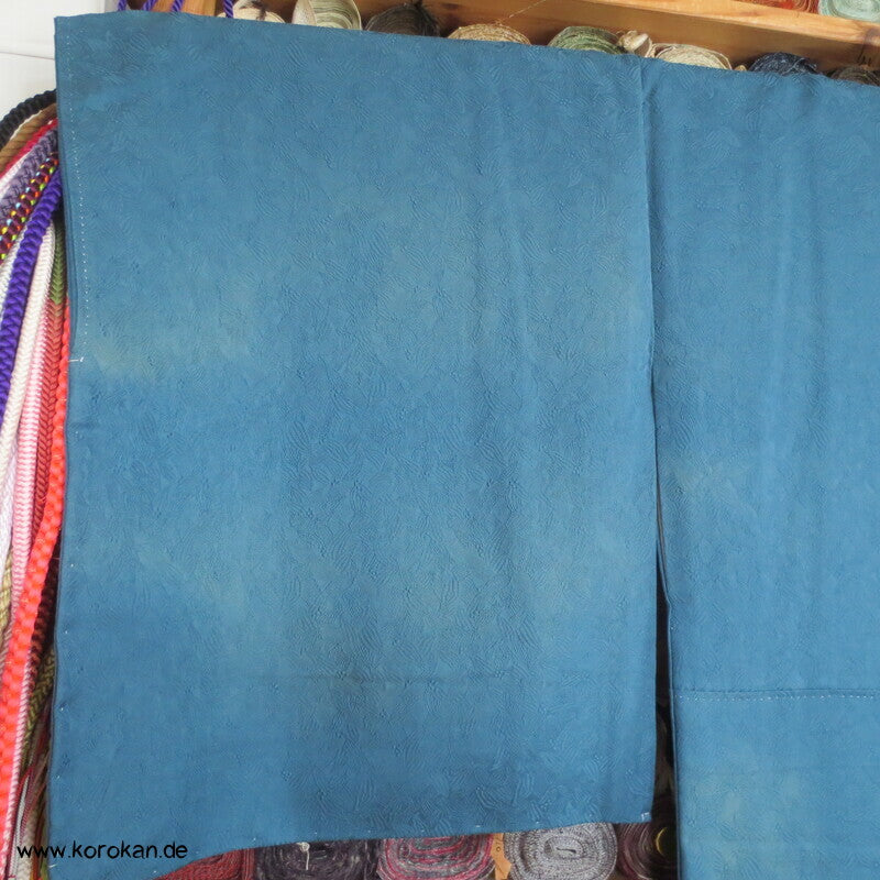 petroltürkiser Iromuji - einfarbiger - Kimono, eingewebte Muster, sehr groß