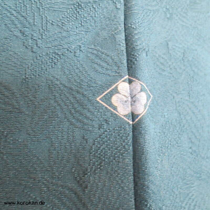petroltürkiser Iromuji - einfarbiger - Kimono, eingewebte Muster, sehr groß