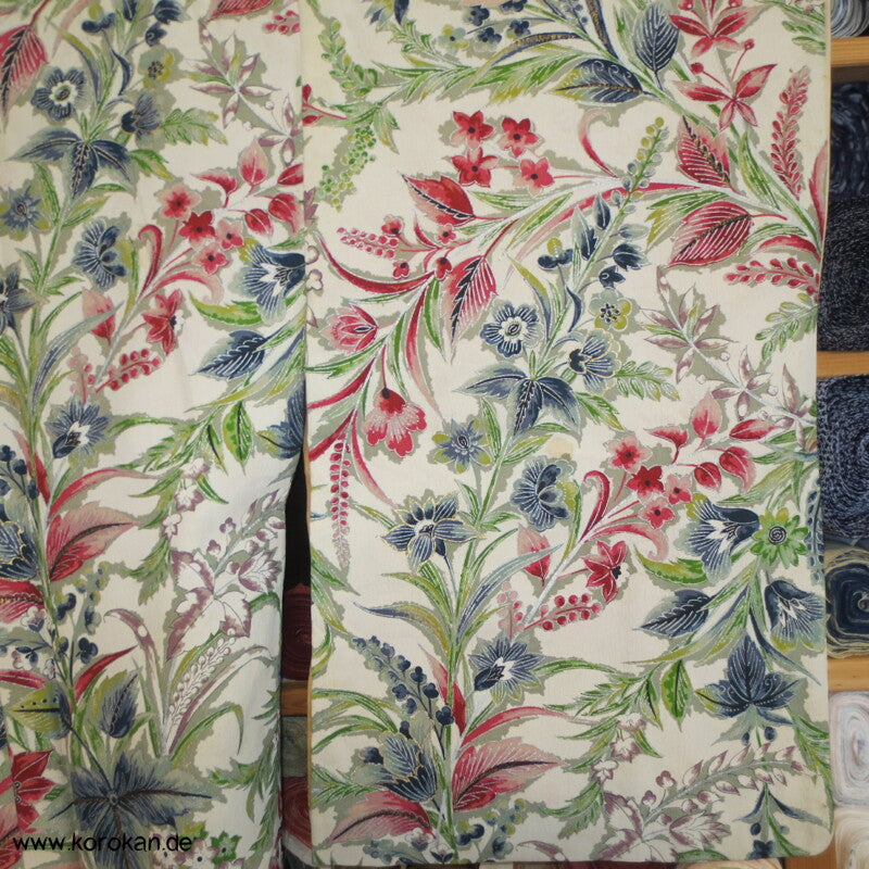 Japan Bingata Druck, Silber Seidencrepe Komon Kimono