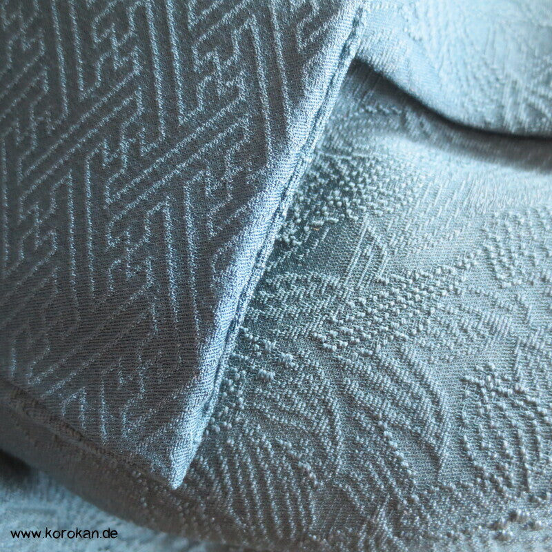 petroltürkiser Iromuji - einfarbiger - Kimono, eingewebte Muster, sehr groß