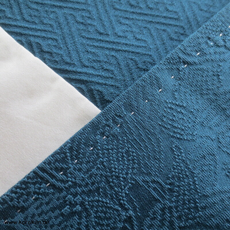 petroltürkiser Iromuji - einfarbiger - Kimono, eingewebte Muster, sehr groß