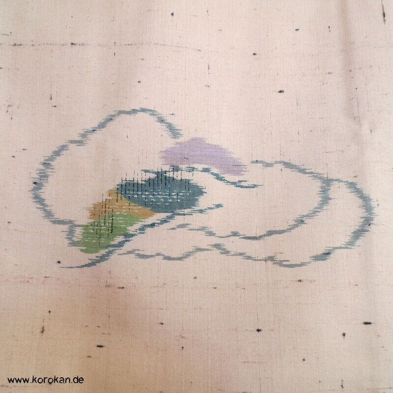 Tsumugi Seide Kasuri Wolken in sakura rosa