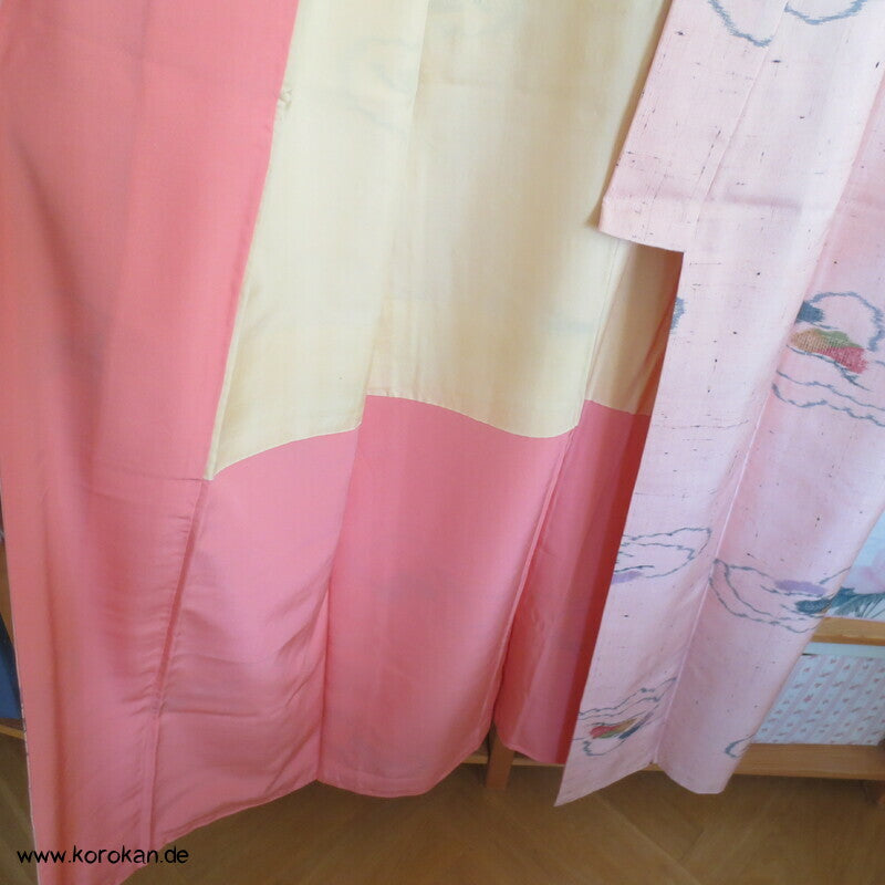 Tsumugi Seide Kasuri Wolken in sakura rosa