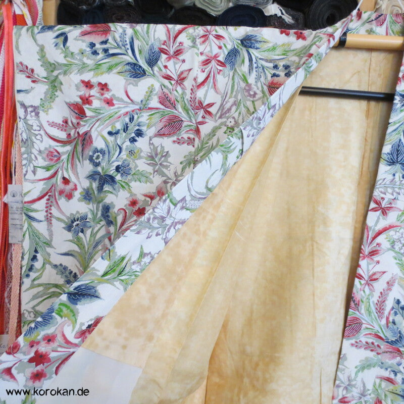 Japan Bingata Druck, Silber Seidencrepe Komon Kimono