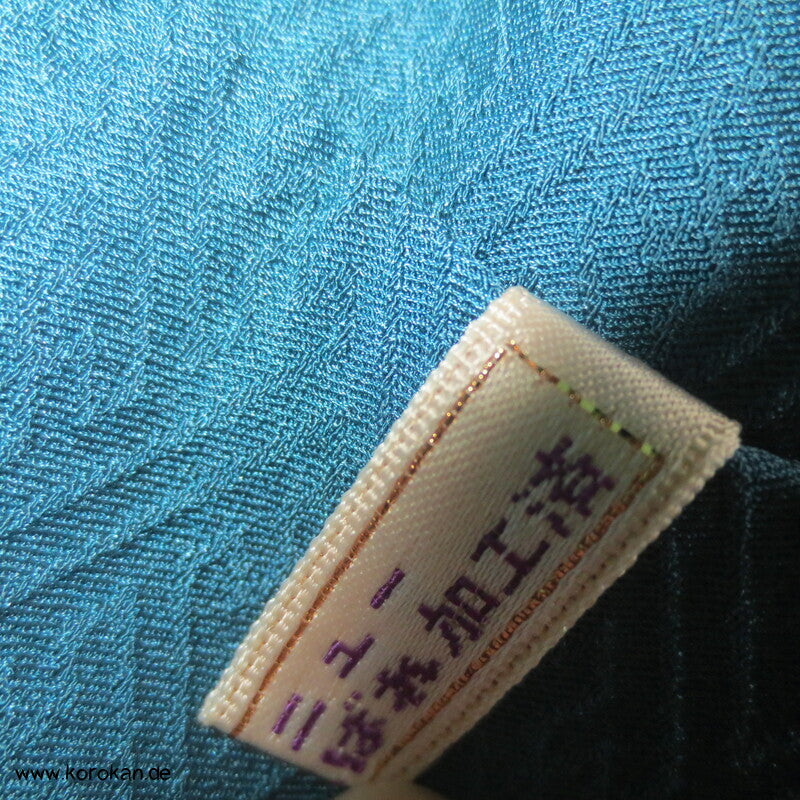 petroltürkiser Iromuji - einfarbiger - Kimono, eingewebte Muster, sehr groß