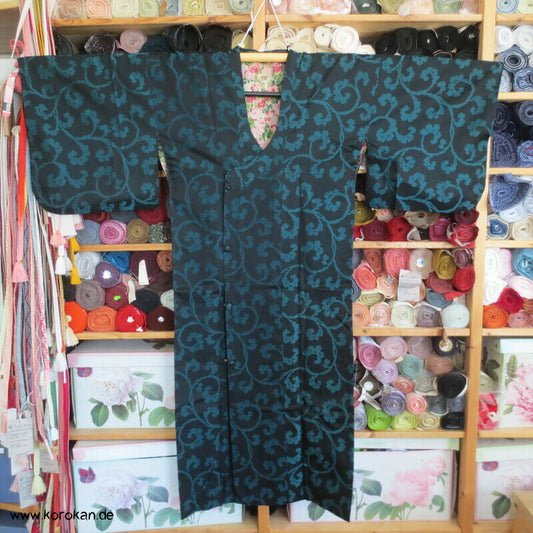 türkise Arabesken Michiyuki Seiden Kimono Mantel