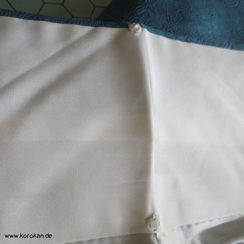 petroltürkiser Iromuji - einfarbiger - Kimono, eingewebte Muster, sehr groß