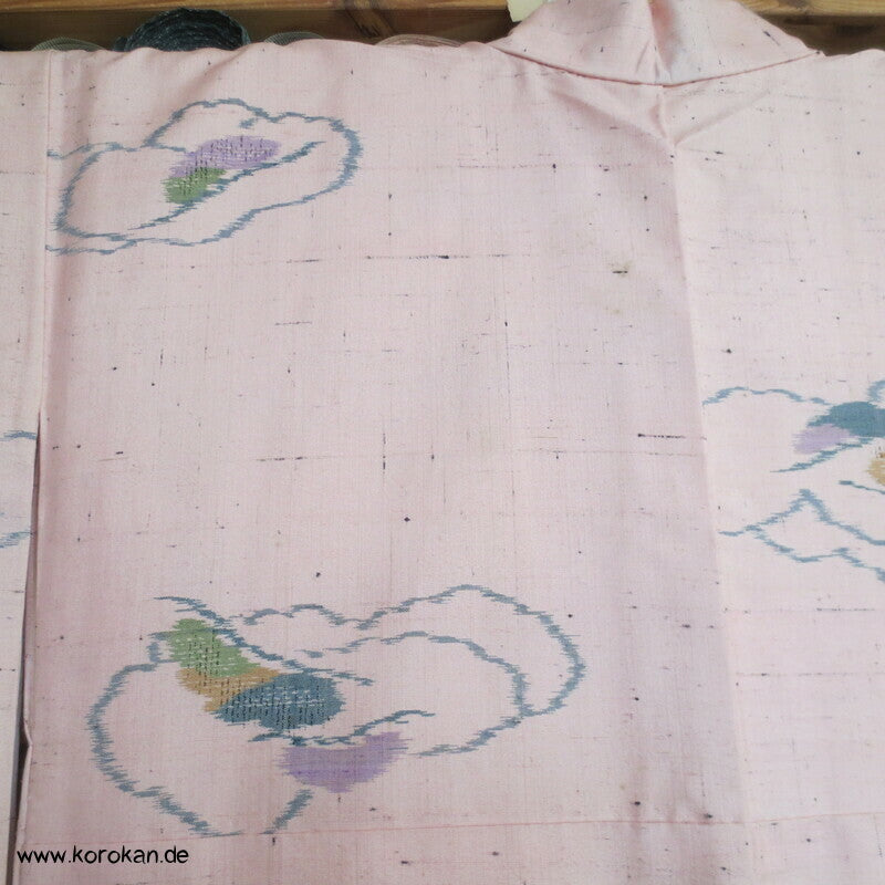 Tsumugi Seide Kasuri Wolken in sakura rosa
