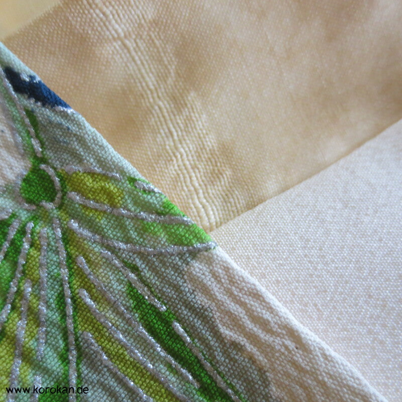 Japan Bingata Druck, Silber Seidencrepe Komon Kimono