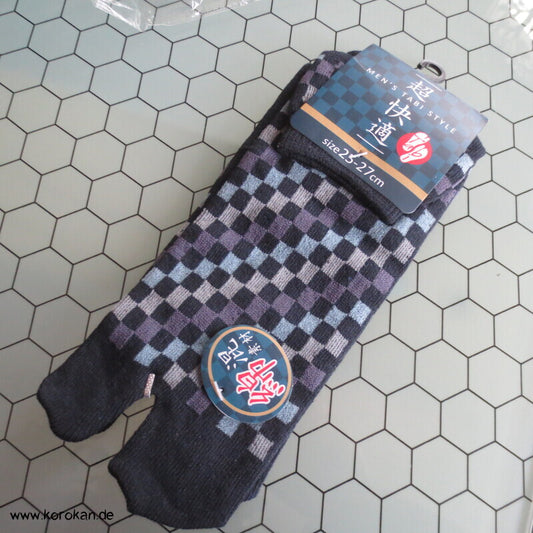 Ichimatsu Karo Tabi Socken schwarz grau