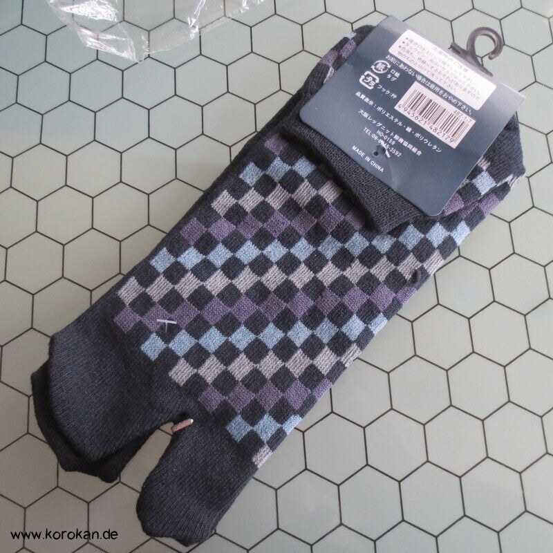 Ichimatsu Karo Tabi Socken schwarz grau