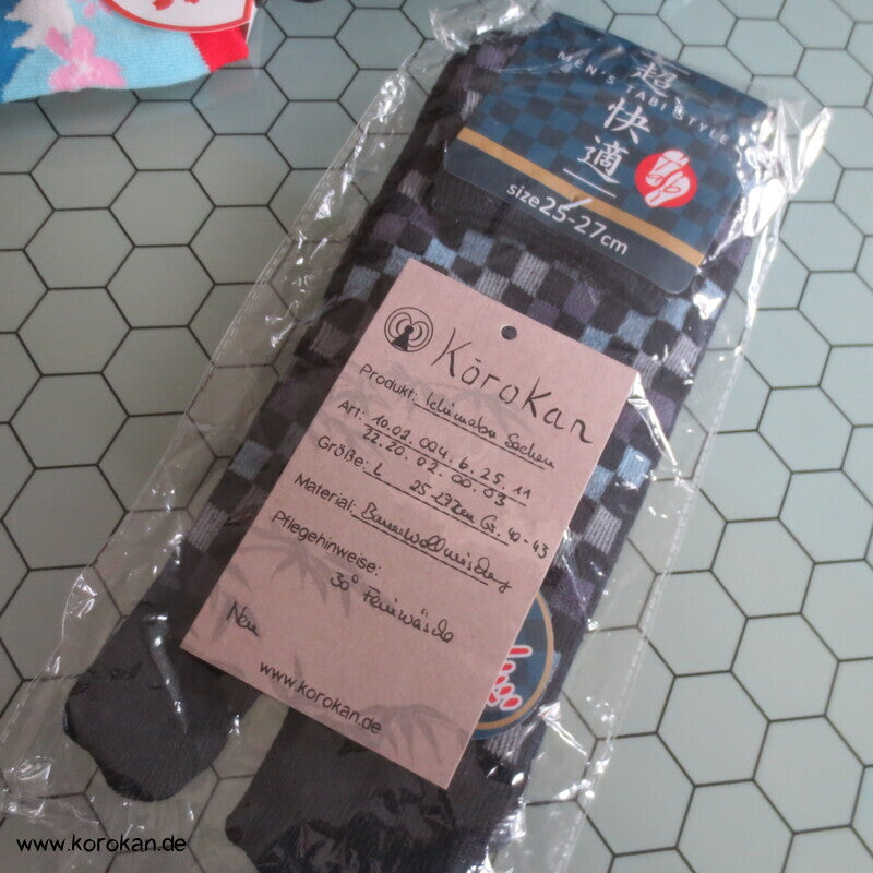 Ichimatsu Karo Tabi Socken schwarz grau