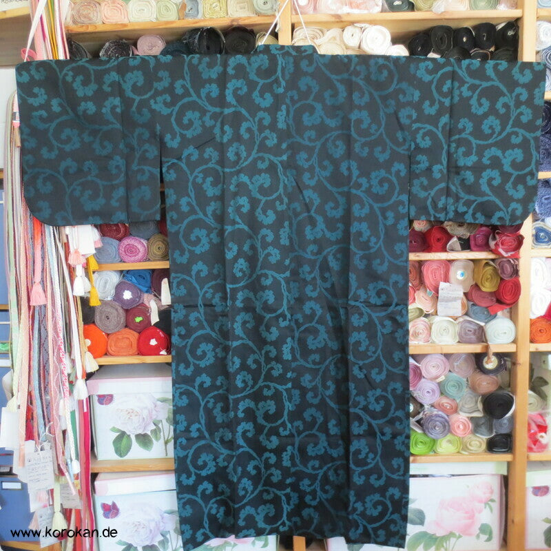 türkise Arabesken Michiyuki Seiden Kimono Mantel