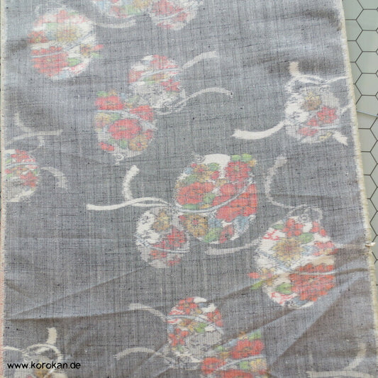 Schellen, Blüten Kasuri Tsumugi Kimono Seide