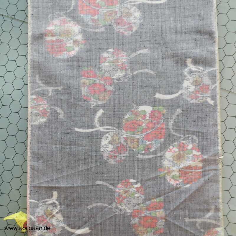Schellen, Blüten Kasuri Tsumugi Kimono Seide