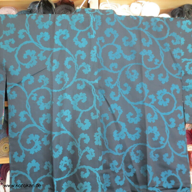 türkise Arabesken Michiyuki Seiden Kimono Mantel