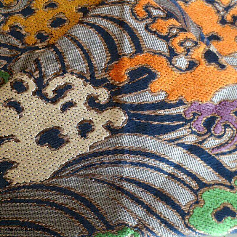 wilde bunte Wellen auf dunkelblau Nagoya Obi