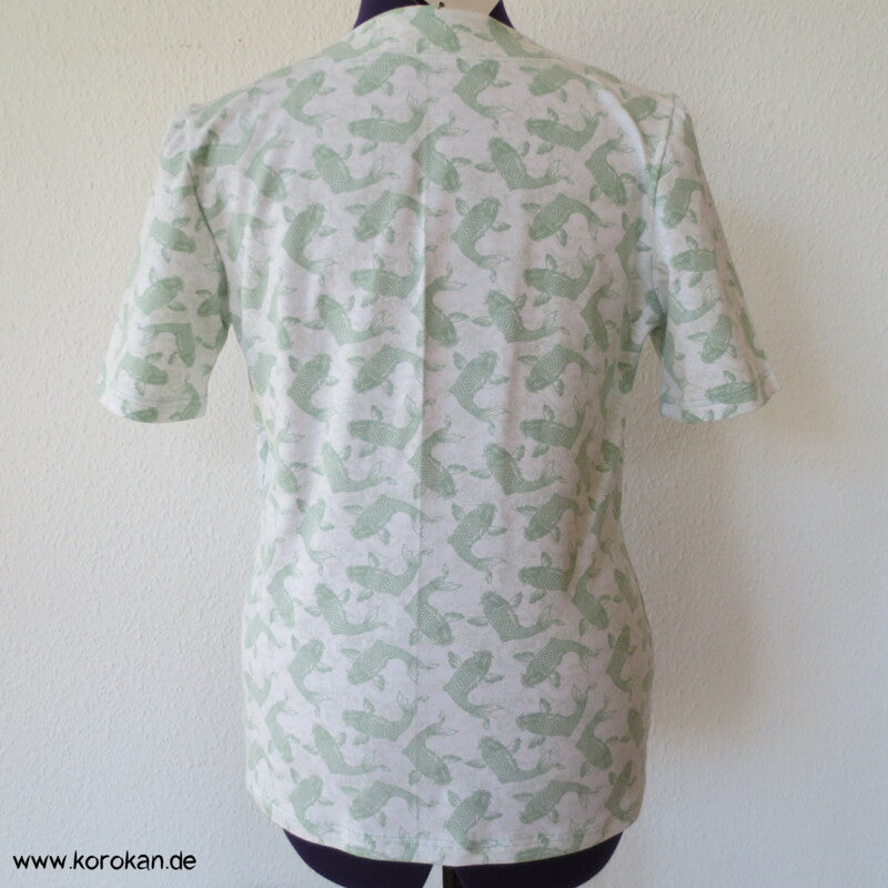 Koi Baumwolljersey Kurzarm Shirt, geraffter Ausschnitt