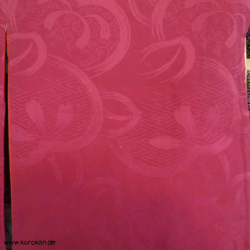 fuchsia pink Iro Seidendamast antiker Haori mit lustigem Gosho Dolls Futter