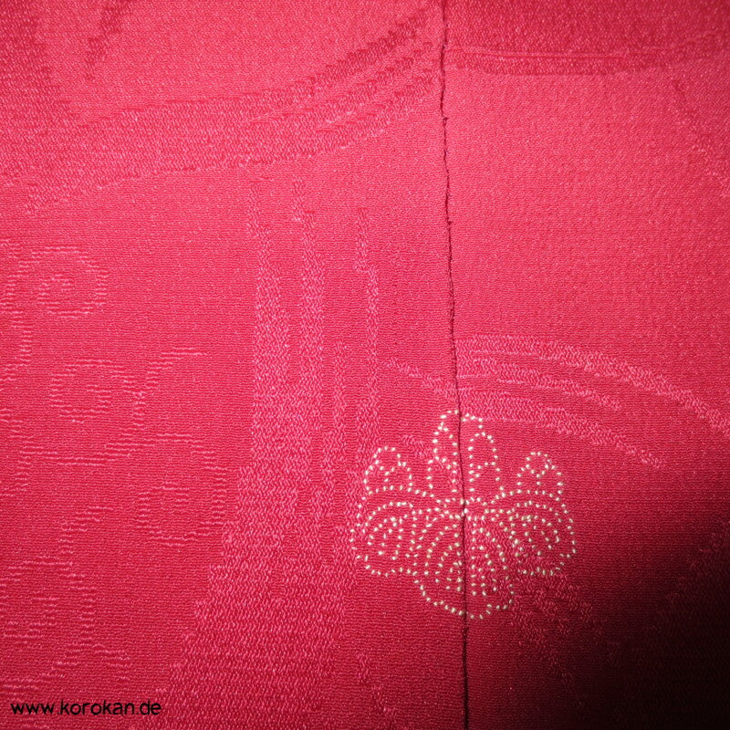 fuchsia pink Iro Seidendamast antiker Haori mit lustigem Gosho Dolls Futter