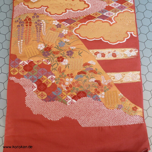 Wolken Blüten etc... Seidenbrokat Panel