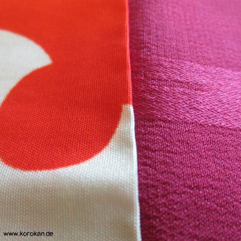 fuchsia pink Iro Seidendamast antiker Haori mit lustigem Gosho Dolls Futter