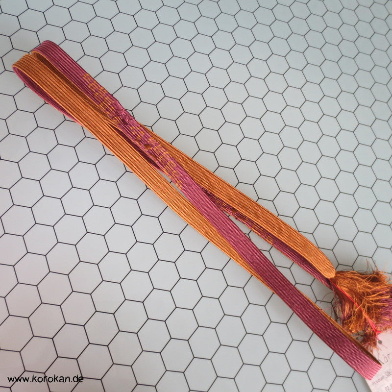 Obijime messing mauve braunrot geflochten mit Muster