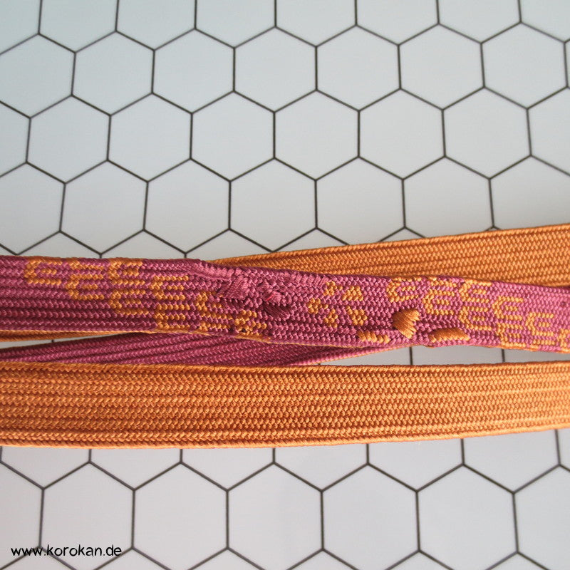 Obijime messing mauve braunrot geflochten mit Muster