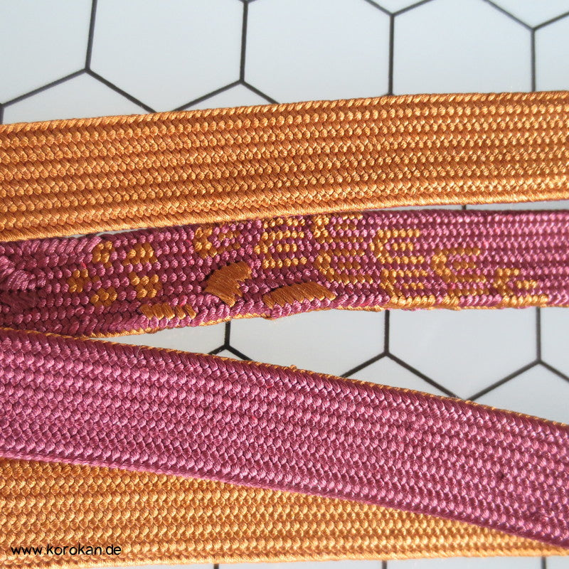Obijime messing mauve braunrot geflochten mit Muster