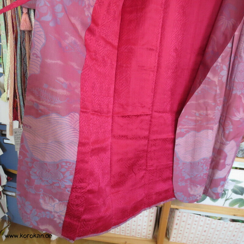 antiker Jacquard Seiden Michiyuki Kimono Mantel