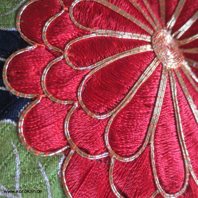 Furisode Kimono japanischer Golddruck - und stickerei Seidendamast Himmelsbrücken