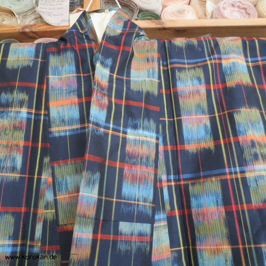 Tsumugi Seiden Kimono mit Kasuri Karo