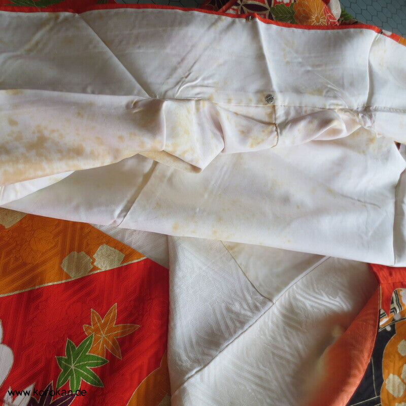 Furisode Kimono japanischer Golddruck - und stickerei Seidendamast Himmelsbrücken