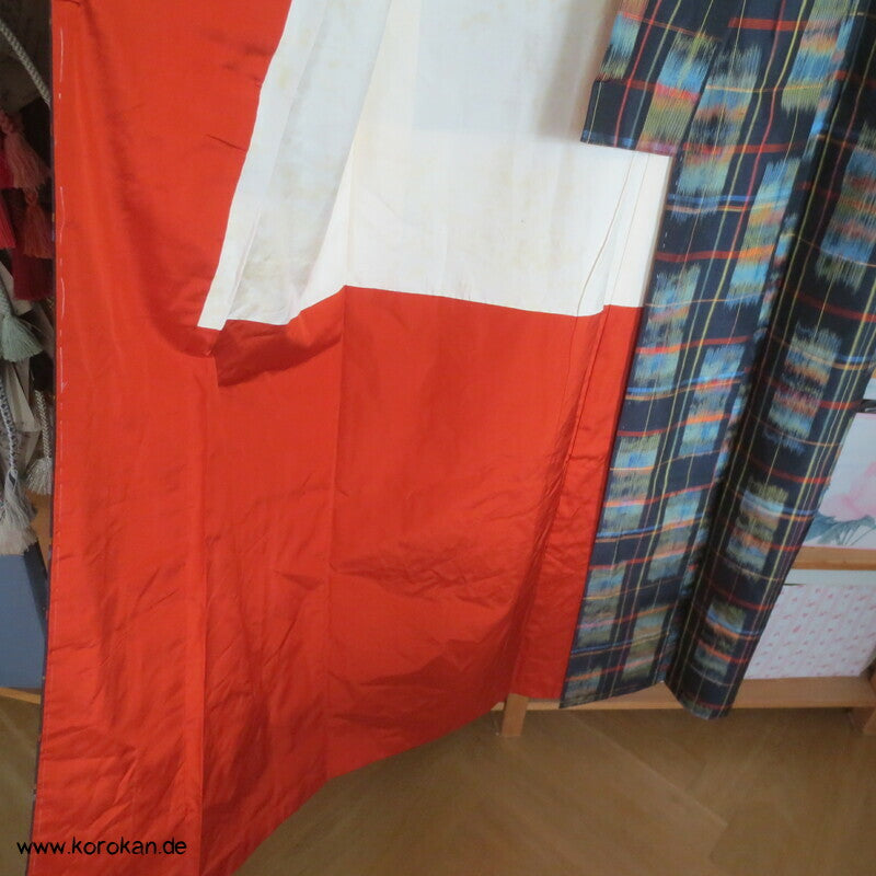 Tsumugi Seiden Kimono mit Kasuri Karo